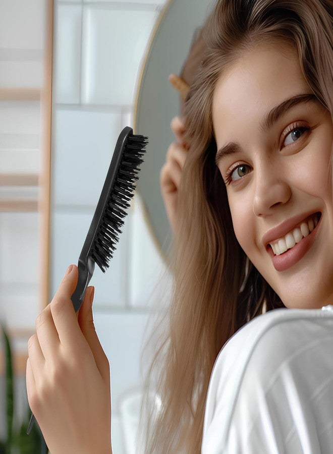 فرشاة تصفيف شعر بشعيرات الخنزير البري للنساء، فرشاة تصفيف شعر سوداء بشعيرات نايلون، فرشاة تصفيف شعر احترافية بشعيرات الخنزير البري - فرشاة للشعر الناعم - فرشاة للتحكم في أطراف الشعر وتصفيفه عكسيًا - Image 5